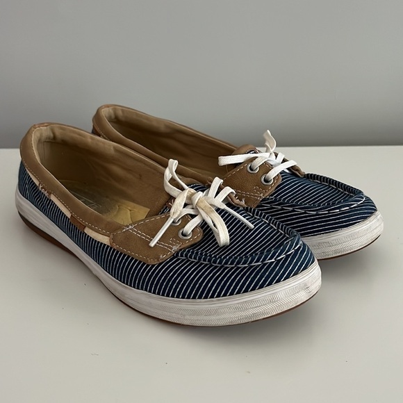 Keds Glimmer Ortholite Pinstripe Canvas Boat Shoes Loafers - Picture 3 of 17
